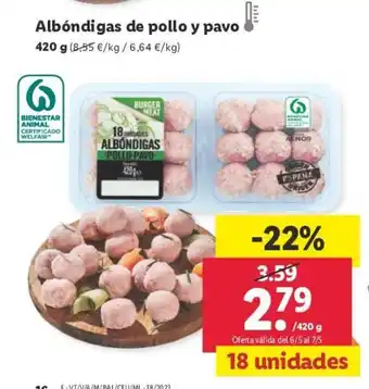 Lidl Albóndigas de pollo y pavo 420 g oferta