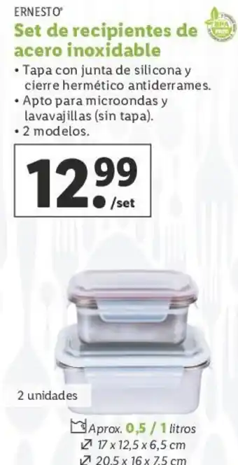 Lidl ERNESTO Set de recipientes de acero inoxidable oferta