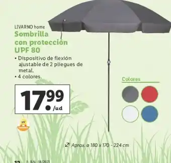 Lidl LIVARNO home Sombrilla con protección UPF 80 oferta