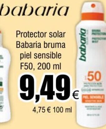 FROIZ Protector solar Babaria bruma piel sensible F50, 200 ml oferta