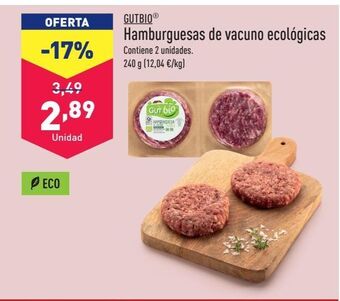 ALDI Hamburguesas de vacuno gutbio oferta