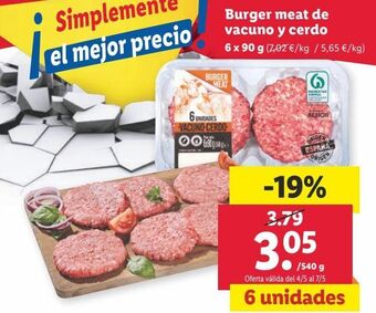 Lidl Hamburguesas oferta