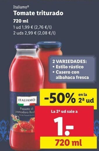 Lidl Tomate triturado italiamo oferta