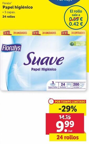 Lidl Papel higiénico floralys oferta