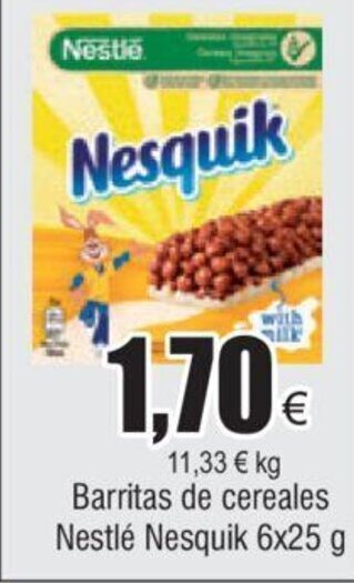 FROIZ Barritas de cereales Nestlé Nesquik 6x25 g oferta