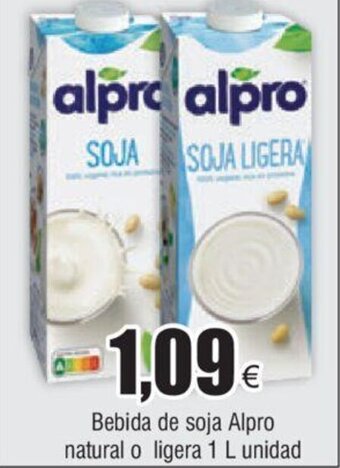 FROIZ Bebida de soja Alpro natural o ligera 1 L unidad oferta