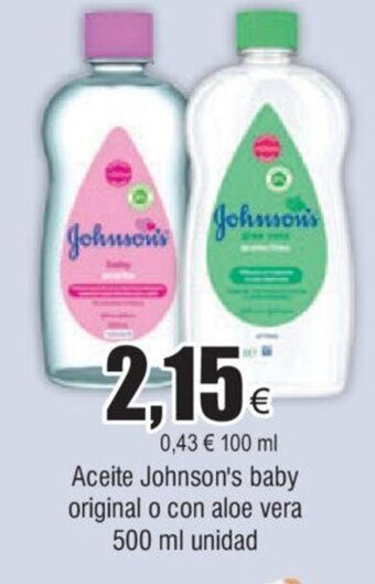 FROIZ Aceite Johnson's baby original o con aloe vera 500 ml unidad oferta