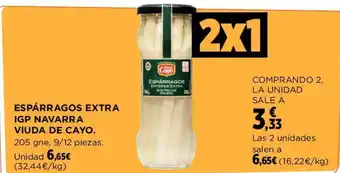 Hipercor ESPÁRRAGOS EXTRA IGP NAVARRA VIUDA DE CAYO. oferta