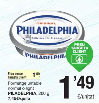 SPAR Fragadis Piladelphia Formatge untable normal o light 200g oferta