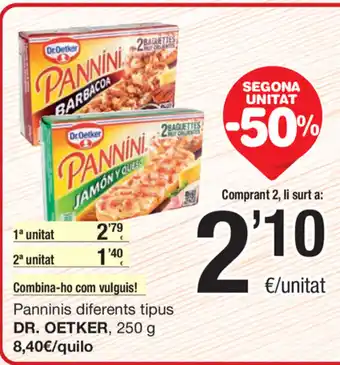 SPAR Fragadis Dr.Oetker Panninis diferents tipus 250g oferta