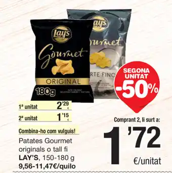 SPAR Fragadis Lay's Patatas Gourmet originals o tall fi 150-180g oferta