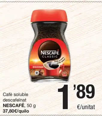 SPAR Fragadis Nescafé Café soluble descafeinat 50g oferta