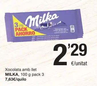 SPAR Fragadis Milka Xocolata amb llet 100g oferta