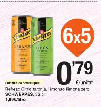 SPAR Fragadis Schweppes Refresc Citric taronja, llimonao llimona zero 33cl oferta