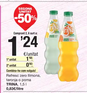 SPAR Fragadis Trina Refresc zero llimona taronja o poma 1,5L oferta