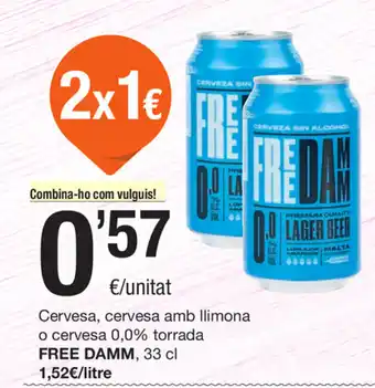 SPAR Fragadis Free Damm Cervesa amb llimona o cervesa 0,0% torrada oferta