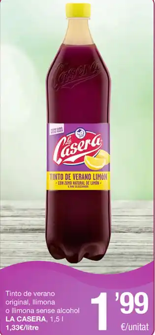 SPAR Fragadis La Casera Tinto de verano original, llimona o llimona sense alcohol 1,5L oferta