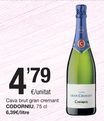 SPAR Fragadis Codorniu Cava brut gran cremant 75cl oferta