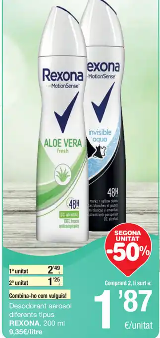 SPAR Fragadis Rexona Desodorant aerosol diferents tipus 200ml oferta
