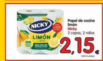 Alimerka Nicky Papel De Cocina Limón 2 capas, 2 rollos oferta