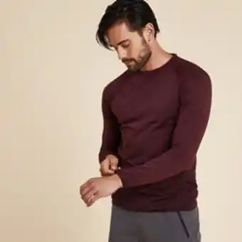 Decathlon Camiseta hombre burdeos sin costuras manga larga oferta