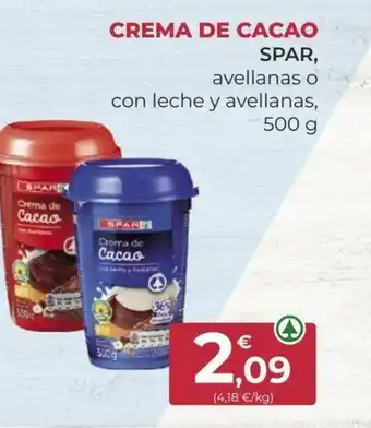 SPAR CREMA DE CACAO SPAR, avellanas o con leche y avellanas, 500 g con leche y avellanas, 500 g oferta
