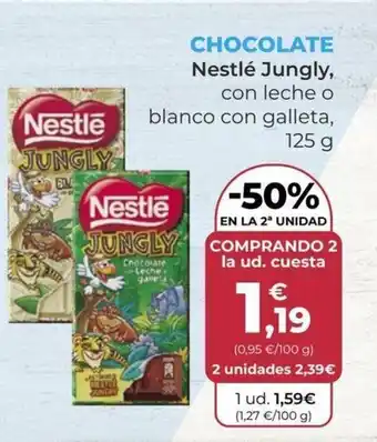 SPAR CHOCOLATE Nestlé Jungly, con leche o blanco con galleta, 125 g oferta