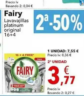 Clarel Fairy Lavavajillas Platinum Original 16+4 oferta