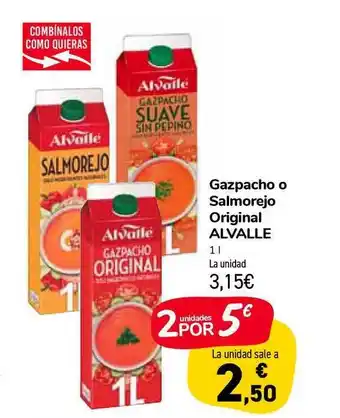 Carrefour Market Alvalle Gazpacho O Salmorejo Original 1L oferta