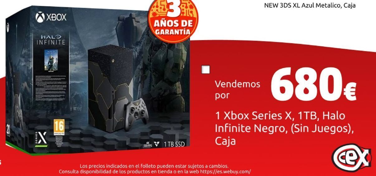 CeX 1 xbox series x, 1tb, halo infinite negro, (sin juegos), caja oferta