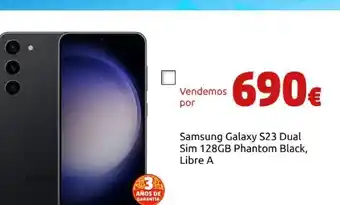 CeX Samsung galaxy s23 dual sim 128gb phantom black, libre a oferta