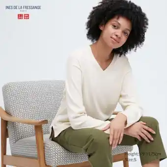 Uniqlo Ines de la fressange jersey algodón cashmere cuello pico oversized oferta