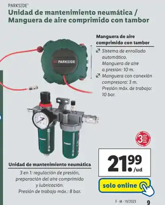 Lidl Unidad de mantenimiento neumática/ Manguera de aire comprimido con tambor oferta