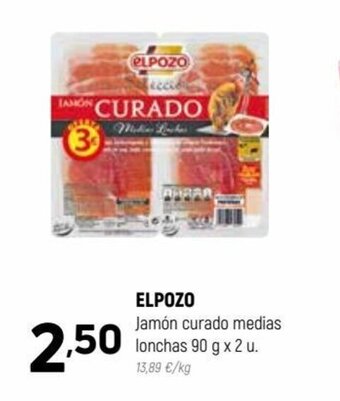 Coviran ELPOZO Jamón curado medias lonchas 90 g x 2 u. oferta