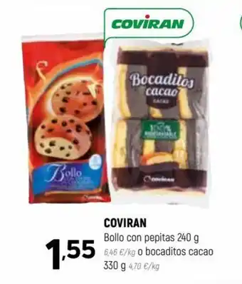 Coviran COVIRAN Bollo con pepitas 240 g o bocaditos cacao 330 g oferta