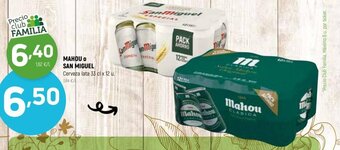 Coviran MAHOU O SAN MIGUEL Cerveza lata 33 cl x 12 u. oferta
