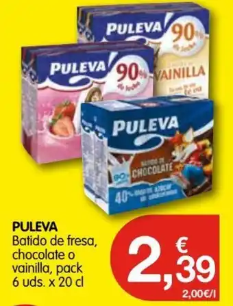 CashDiplo PULEVA Batido de fresa, chocolate o vainilla, pack 6 uds. x 20 cl oferta