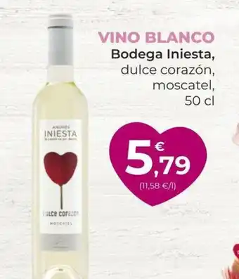 SPAR VINO BLANCO Bodega Iniesta, dulce corazón, moscatel, 50 cl oferta