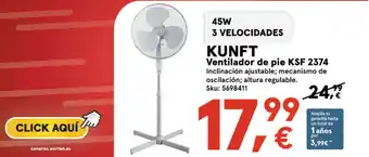 Worten Kunft Ventilador de pie KSF 2374 45 W 3 Velocidades oferta