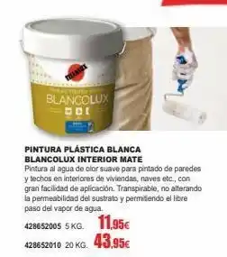 Coinfer Blancolux bol pintura plástica blanca blancolux interior mate pintura al agua de olor suave para pintado de paredes y techos oferta
