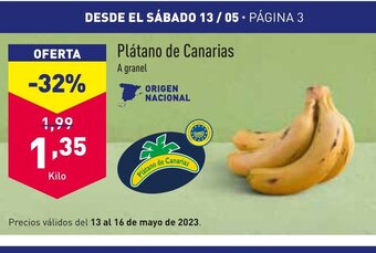 ALDI Plátano de Canarias oferta
