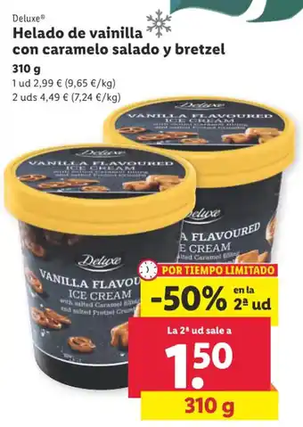 Lidl Helado de vainilla con caramelo salado y bretzel oferta