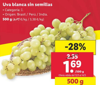Lidl Uva blanca sin semillas oferta