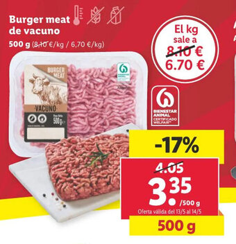 Lidl Burger meat de vacuno oferta