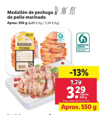 Lidl Medallón de pechuga de pollo marinado oferta