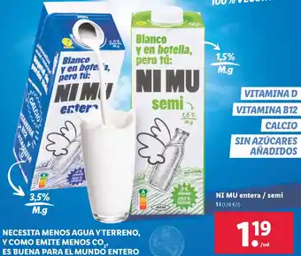 Lidl NI MU entera / semi 1L oferta