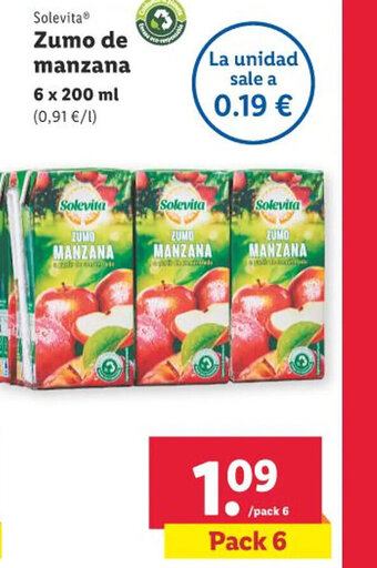 Lidl Solevita Zumo de manzana oferta