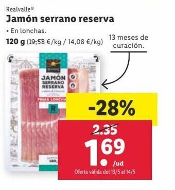 Lidl Jamón serrano realvalle oferta