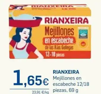 Supermercados Plaza Mejillones en escabeche rianxeira oferta