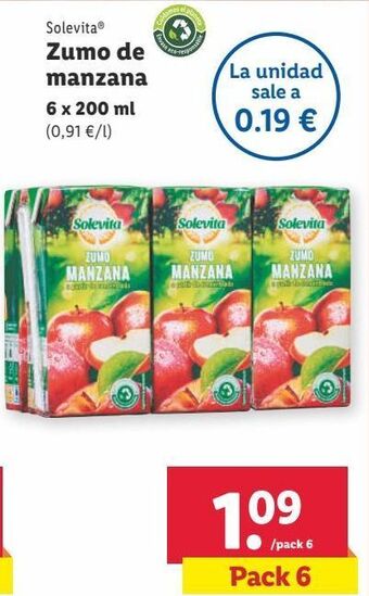 Lidl Zumo de manzana solevita oferta